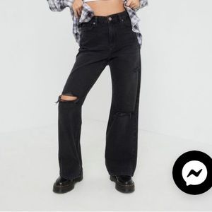 Black Garage Ripped Wide leg jeans